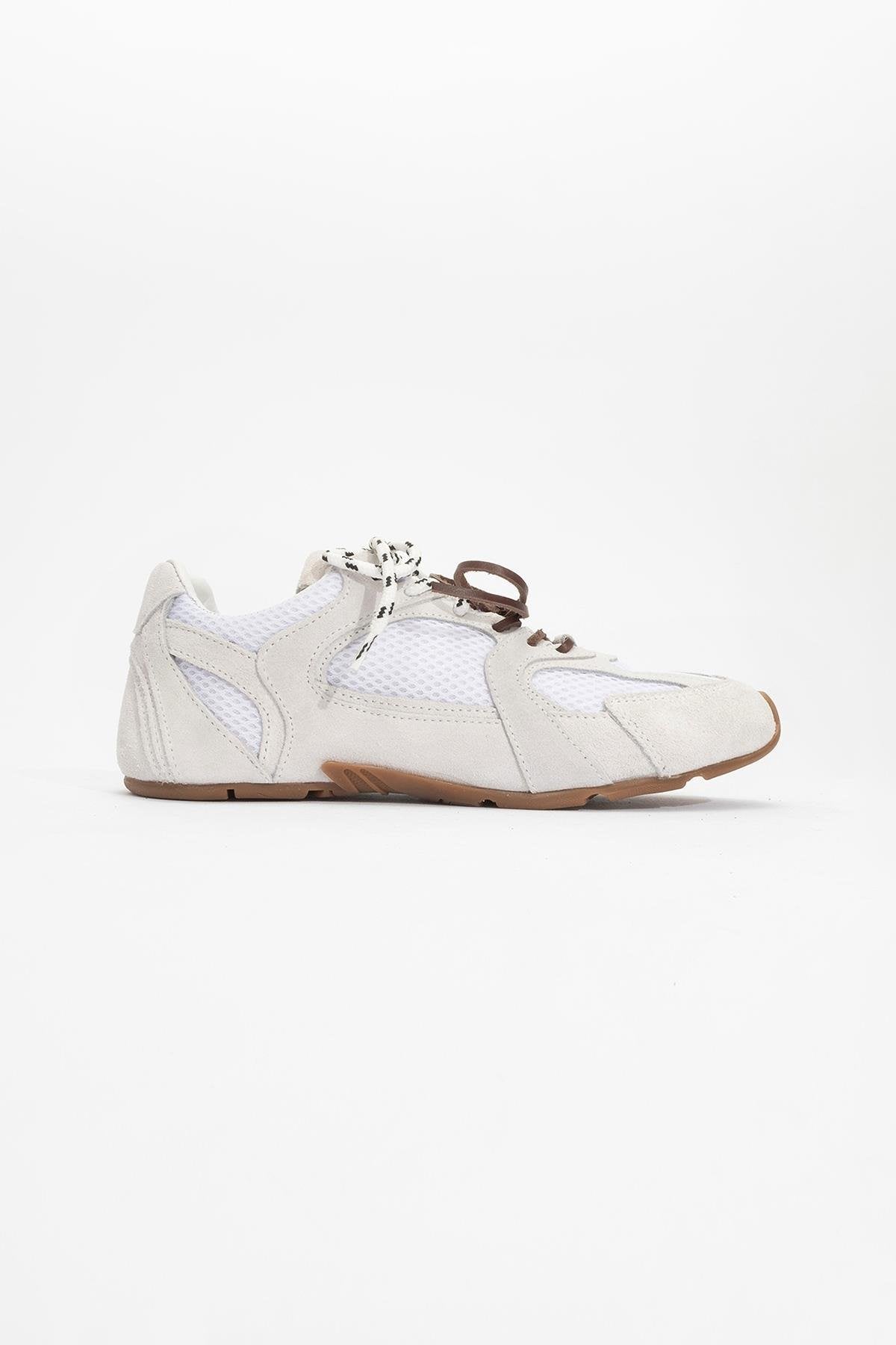 Selena - White Suede Leather Sneakers (Women)