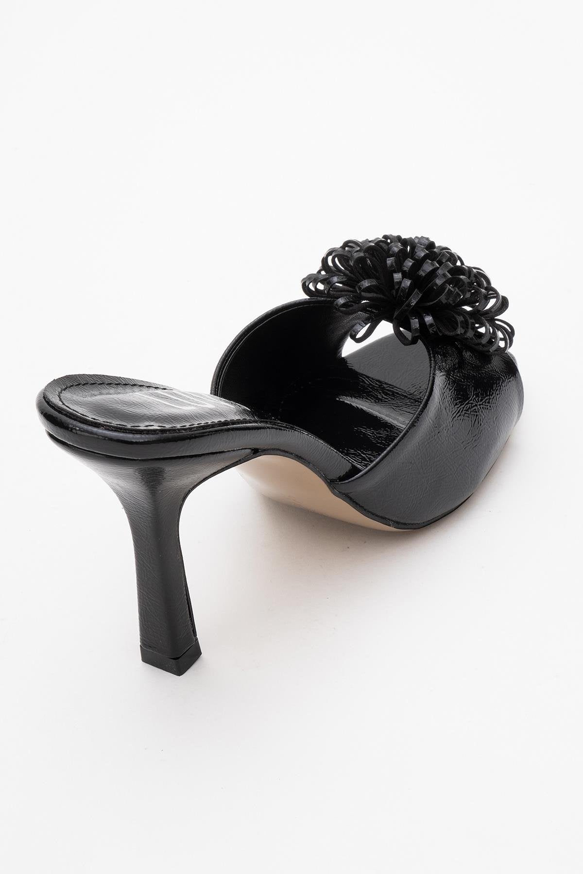 Shana Black Floral Stiletto Heel Mule (Woman)