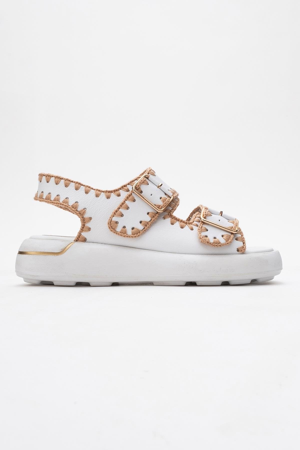 Douro - White Braided Rope Strap Leather Sandal (Women)