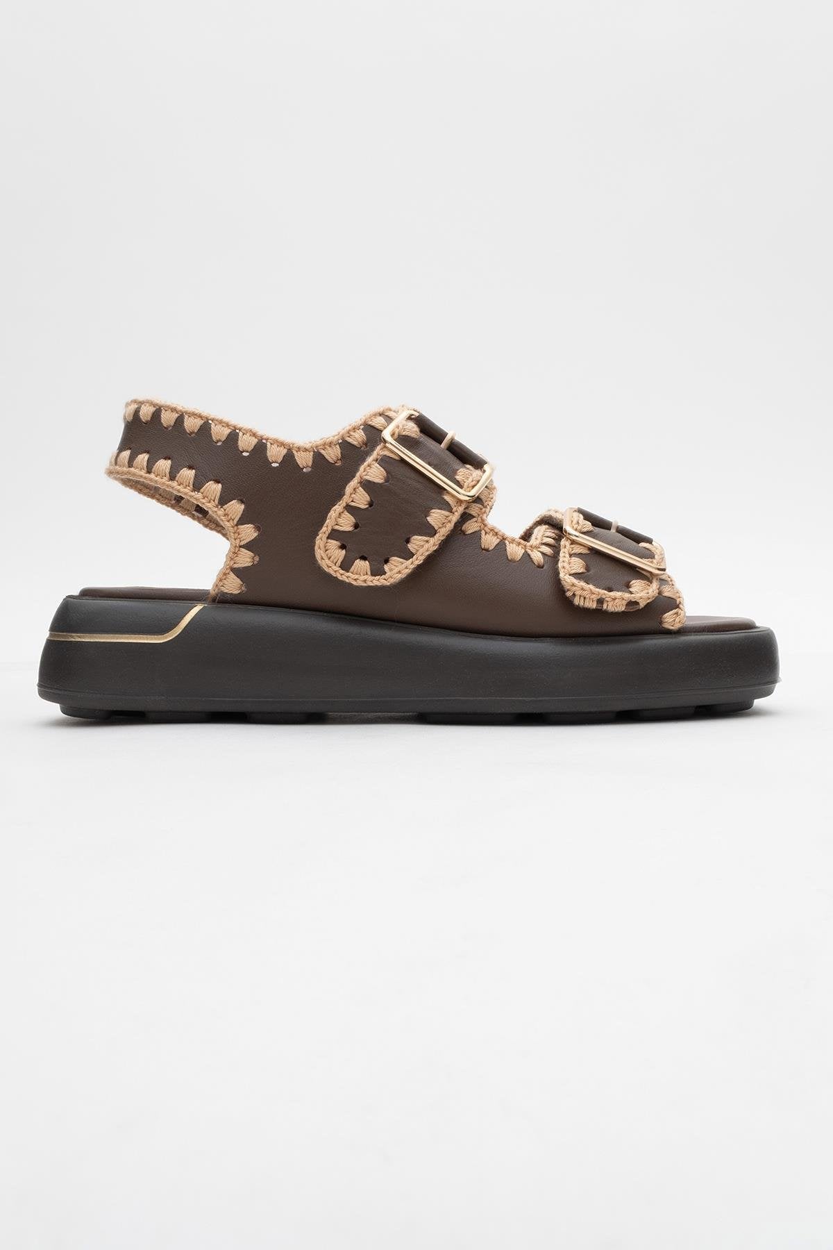 Douro - Brown Braided Rope Strap Leather Sandal (Women)