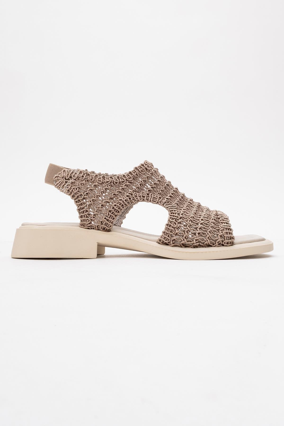 Weave - Dark Beige Leather Woven Sandal (Women)