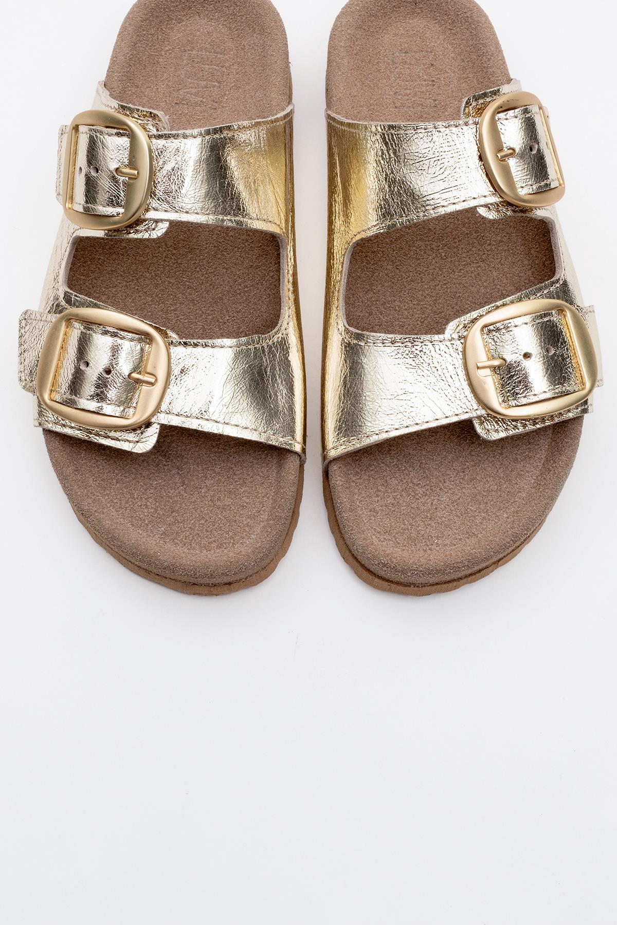 Ovesta - Gold Leather Slide Sandal (Women)
