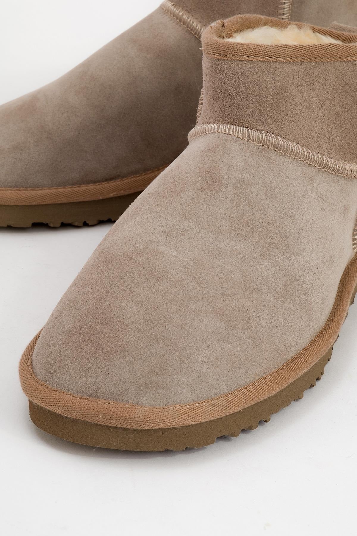 Pair Beige Suede Leather Ankle Boot (Women)