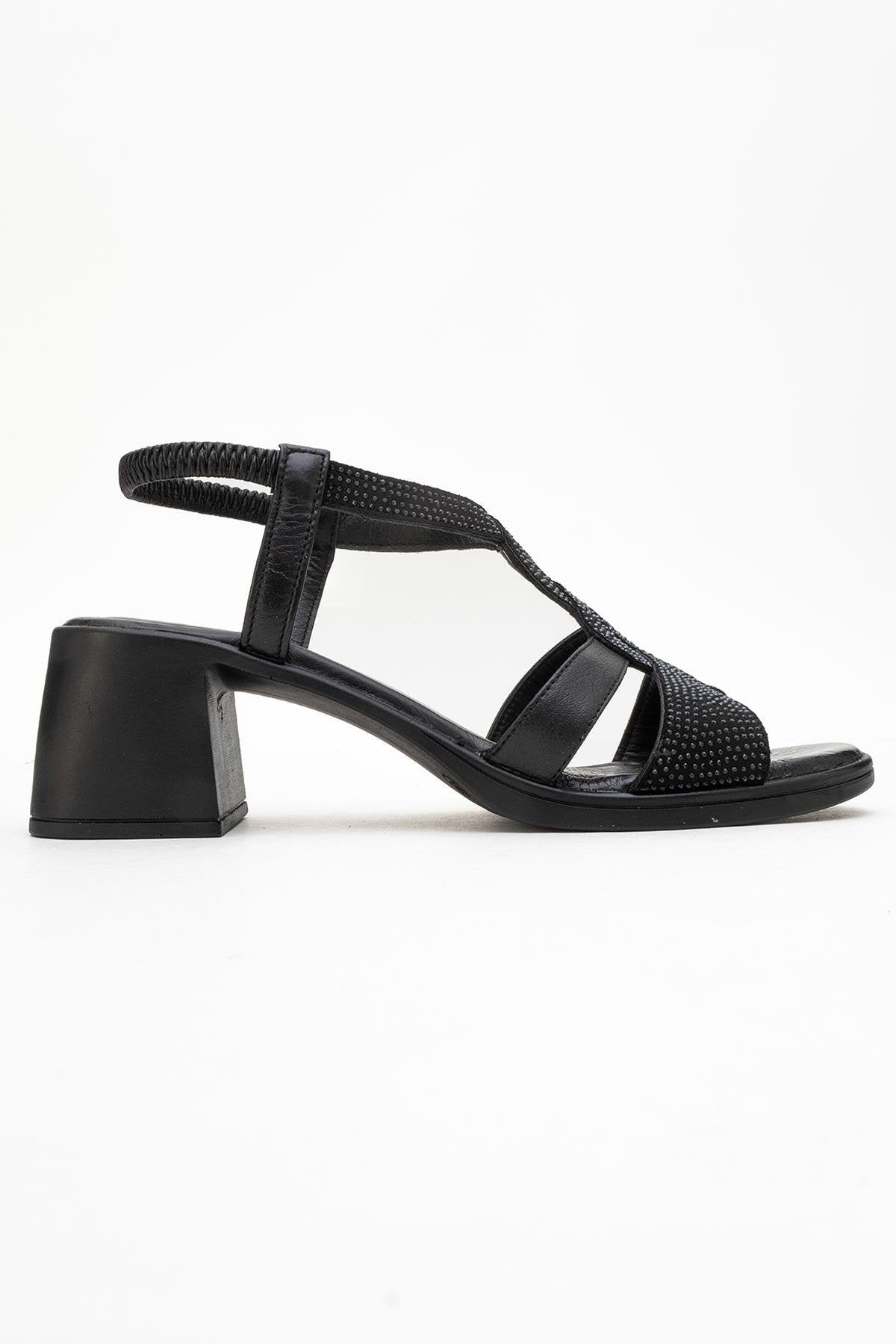 Dolen Black Leather Chunky Sandal (Women)