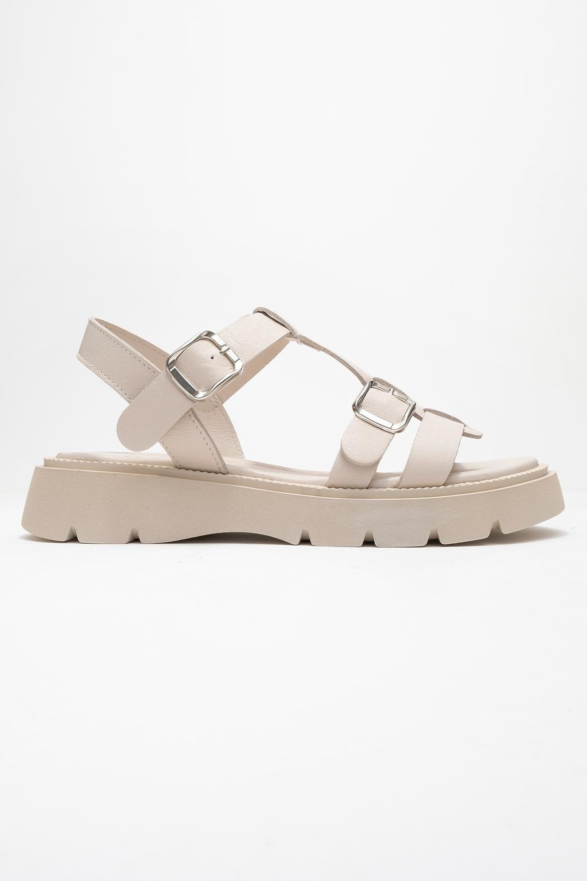 Melvin Beige Leather Sandal (Women)