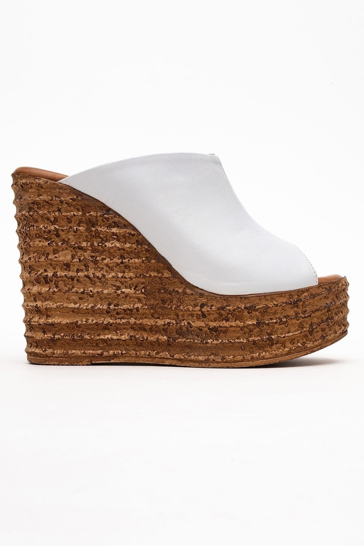 Nelly White Leather Platform Slide (Women)
