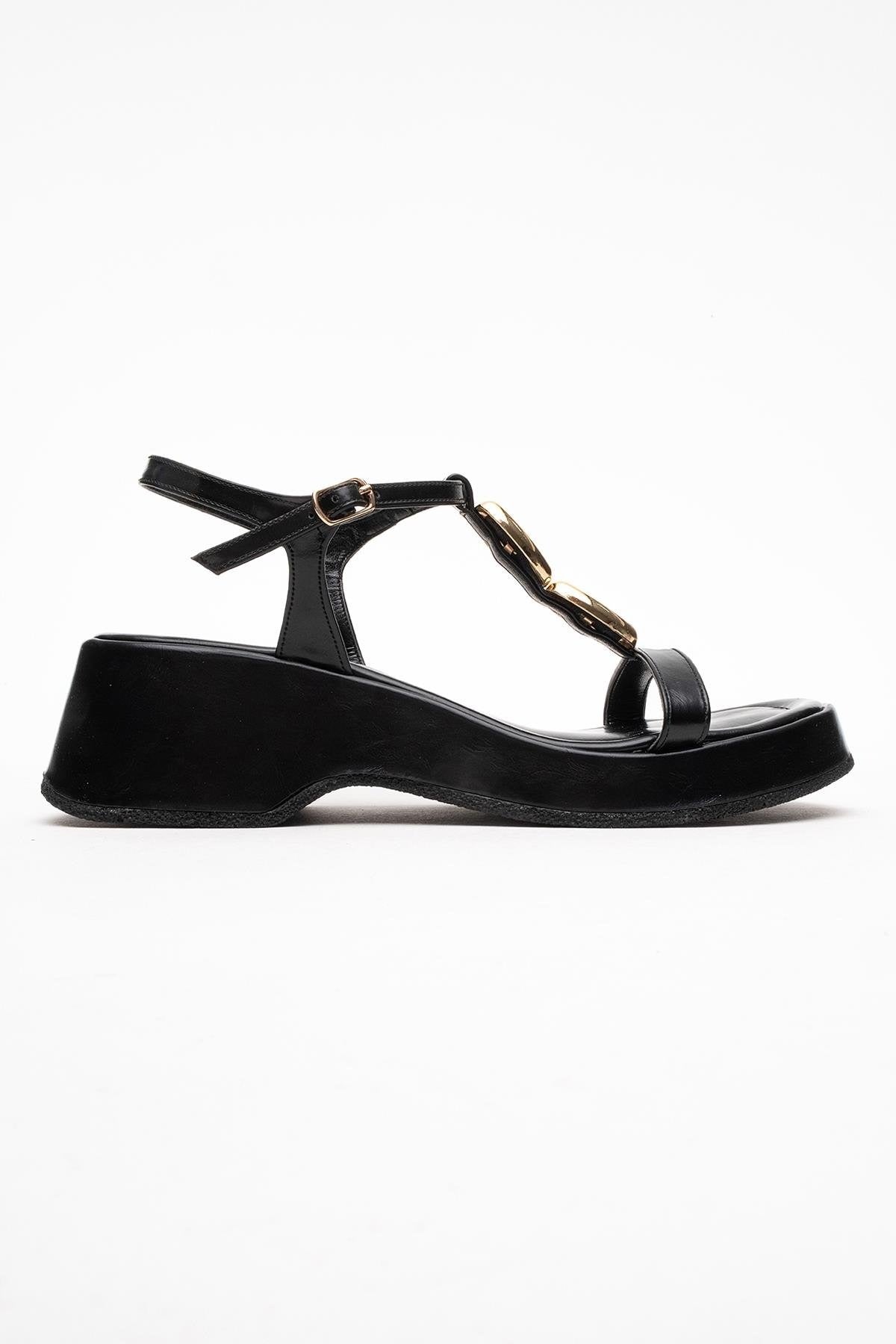 Kerry Black Buckle Platform Slingback (Women)