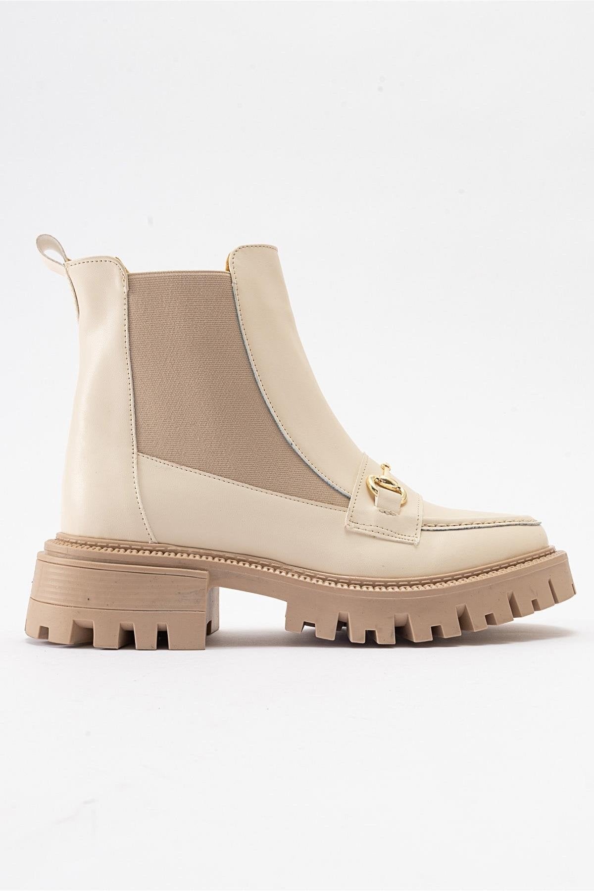 Vesper Beige Buckled Chelsea Boot (Women)