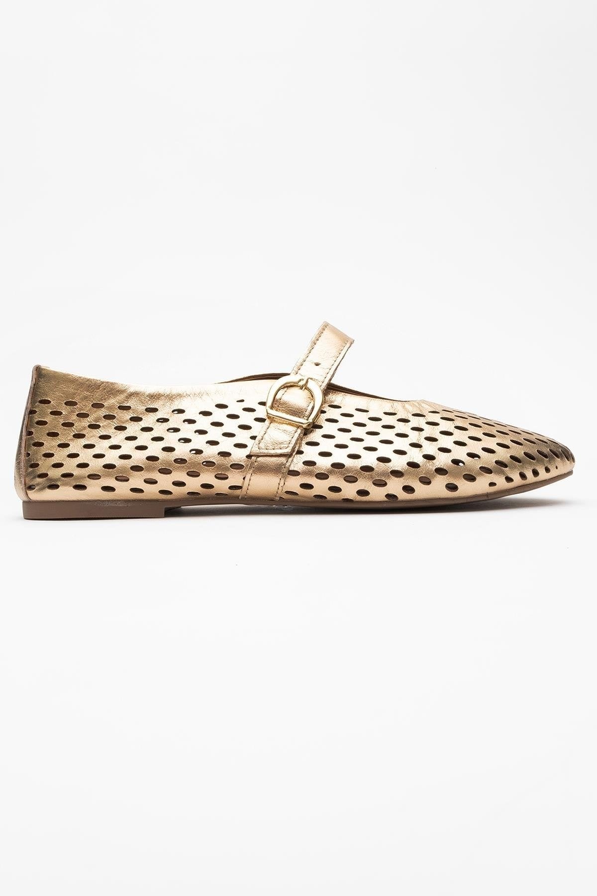Arian Gold Leather Ballet Flat (Women)