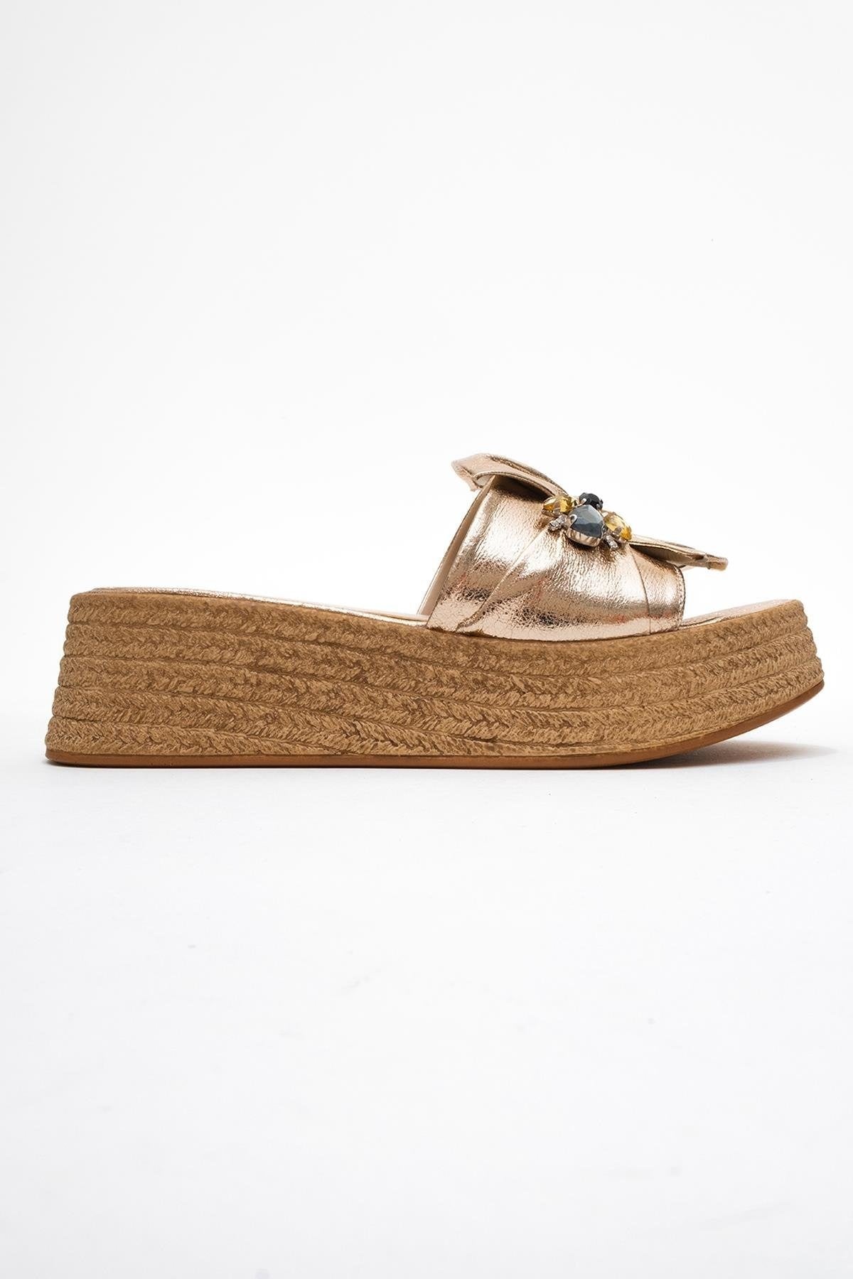 Shara Gold Bow & Bee Buckle Platform Sandal (Women)