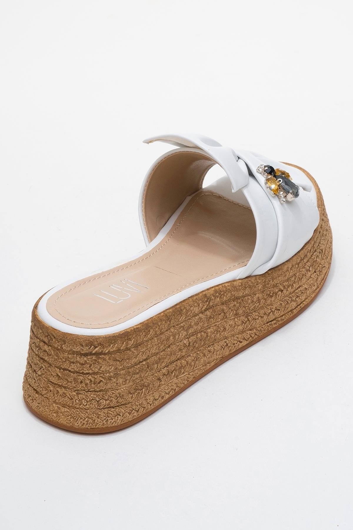 Sandalia de plataforma con lazo Shara White y hebilla de abeja (Mujer)
