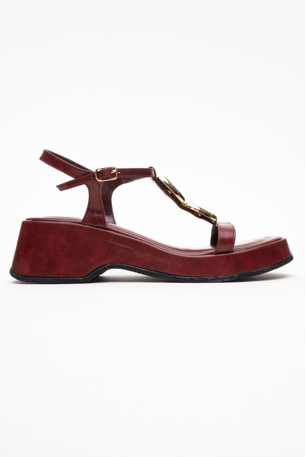 Kerry Burgundy Buckle Platform Slingback (Women)