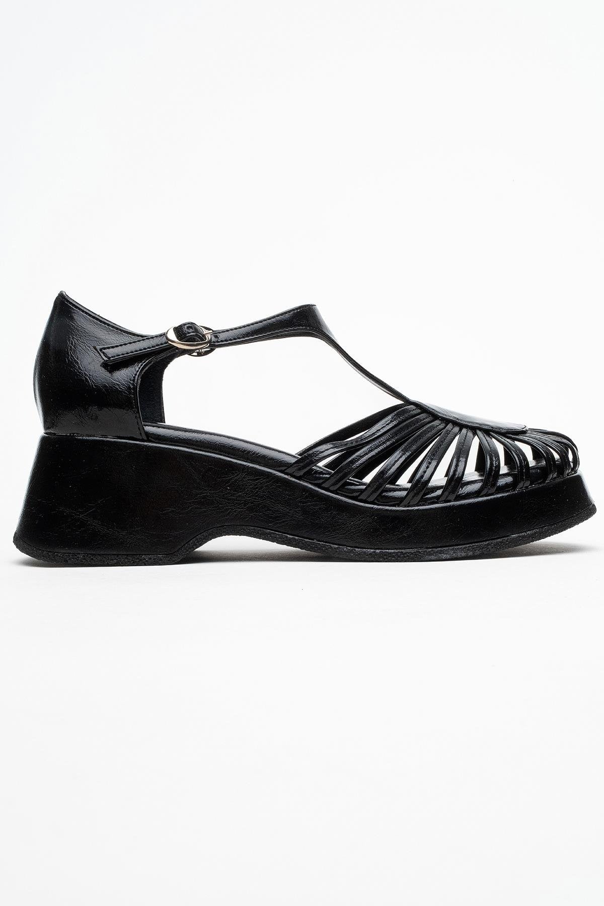 Aniel Black Platform Wedge Sandal (Women)