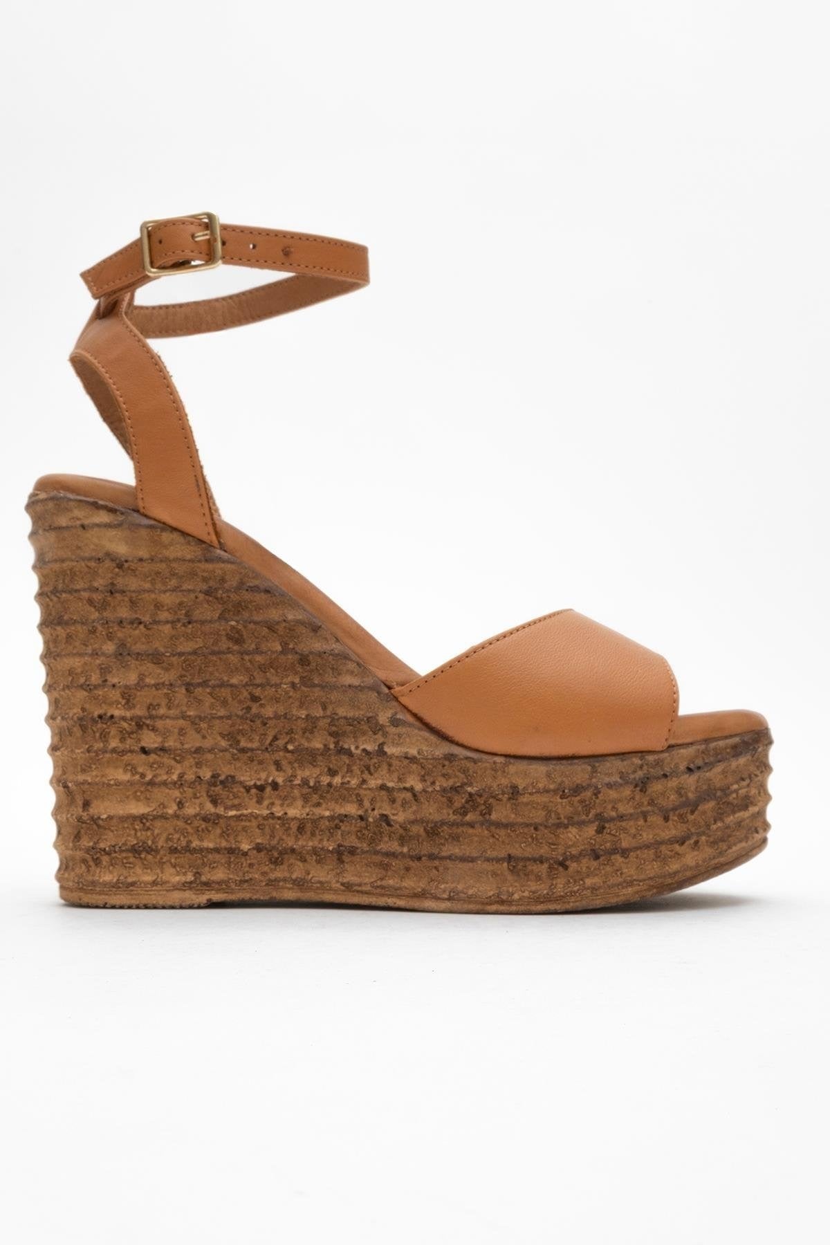 Elsie - Cognac Wedge Leather Sandal (Women)