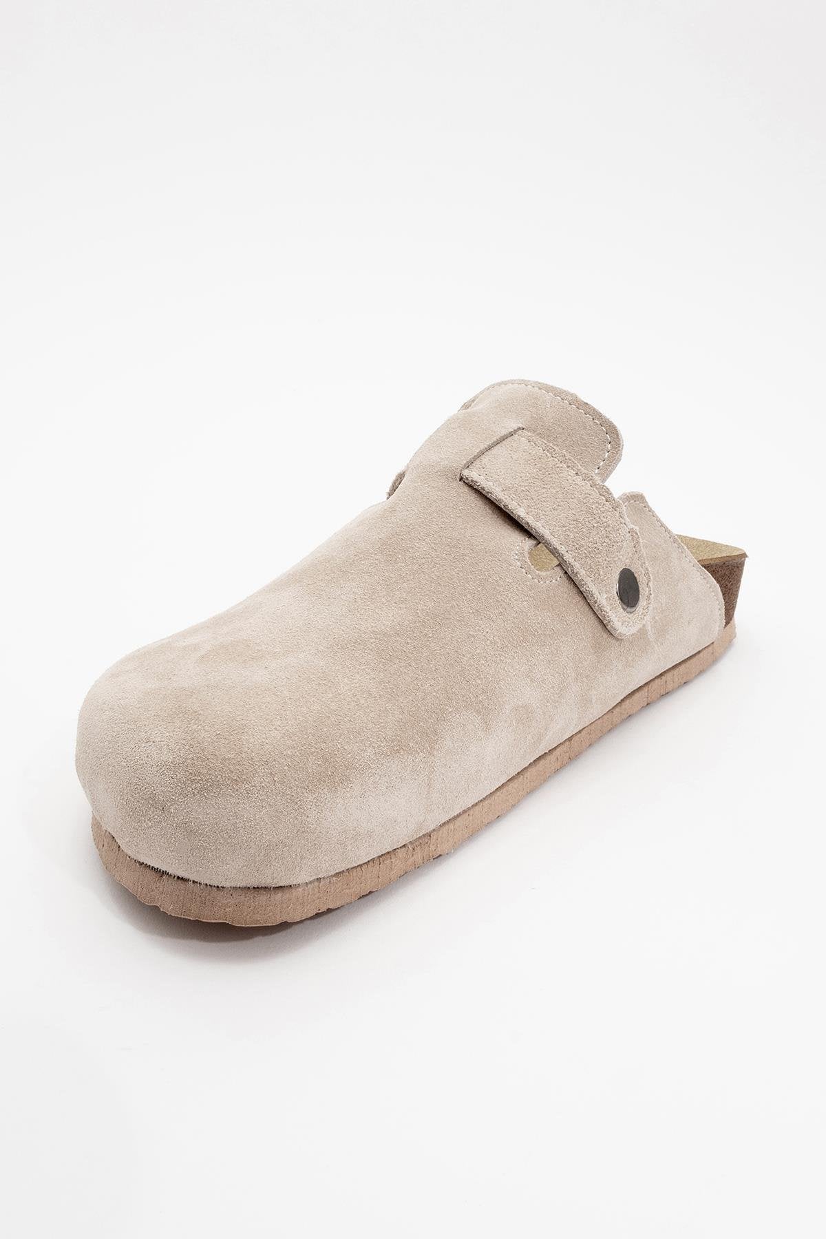 Gons - Beige Suede Leather Clogs (Women)