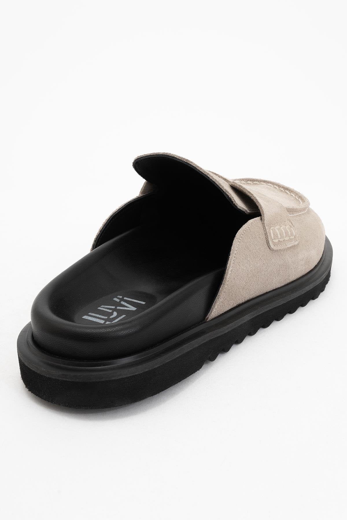 Laven - Zuecos de cuero de ante beige (Mujer)