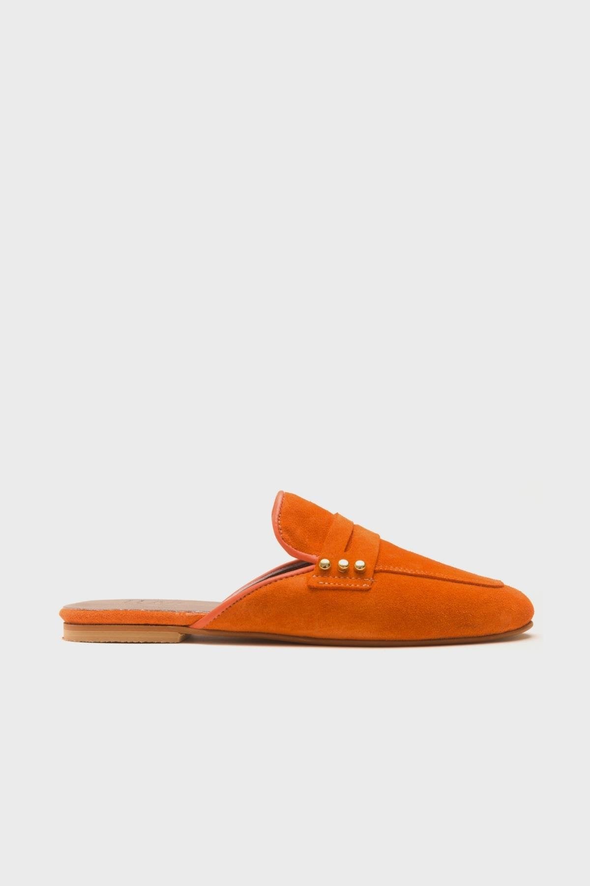 Eligia - Orange Leather Clogs (Women)
