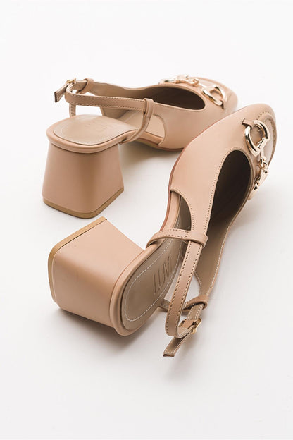 Karol - Zapatos de tacón de bloque beige (Mujer)