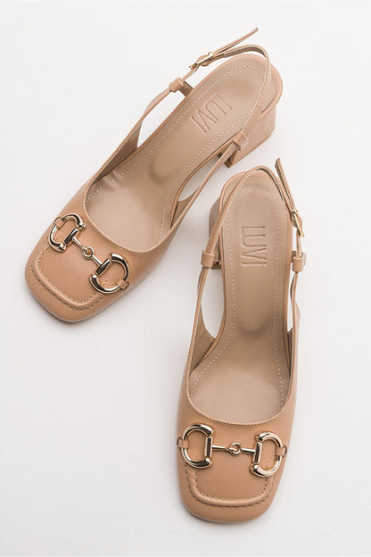 Karol - Zapatos de tacón de bloque beige (Mujer)