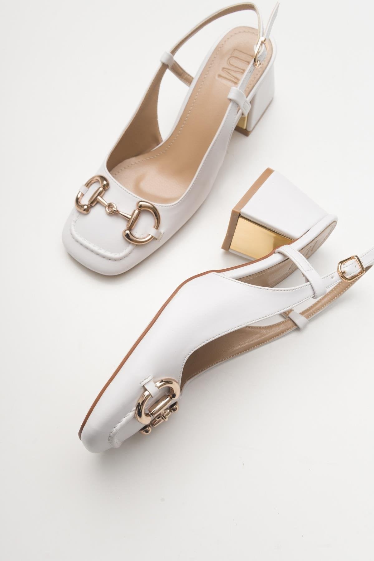 Karol - Zapatos de tacón de bloque blancos (Mujer)