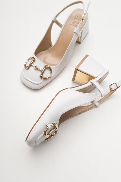 Karol - Zapatos de tacón de bloque blancos (Mujer)