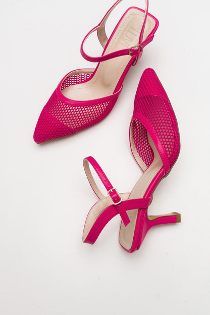 Chic - Zapatilla de tacón de malla fucsia con punta (Mujer)