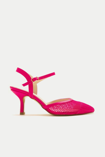 Chic - Zapatilla de tacón de malla fucsia con punta (Mujer)