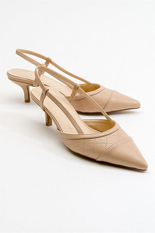 Point - Zapatilla de tacón destalonada con punta de aguja nude (Mujer)