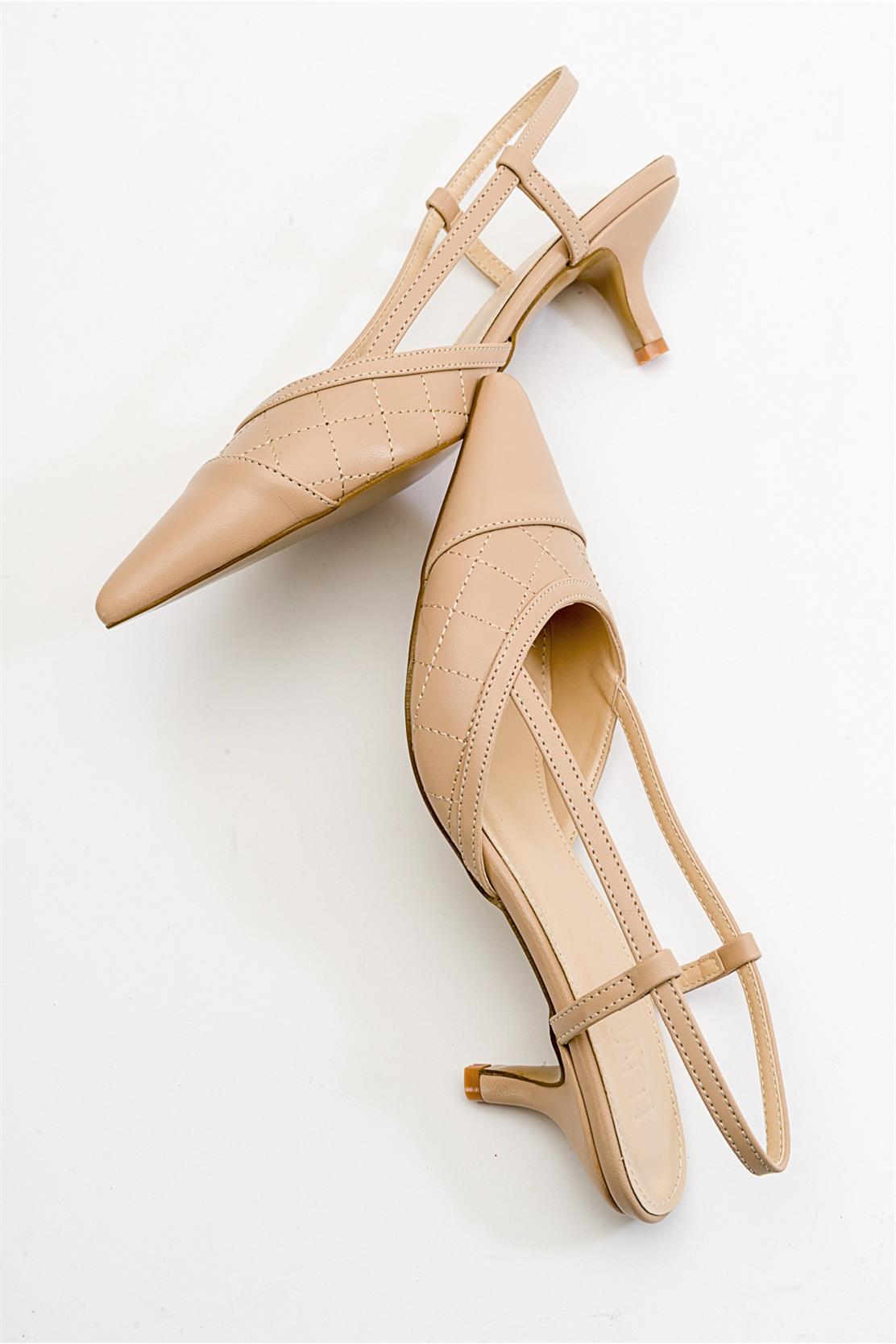 Point - Zapatilla de tacón destalonada con punta de aguja nude (Mujer)