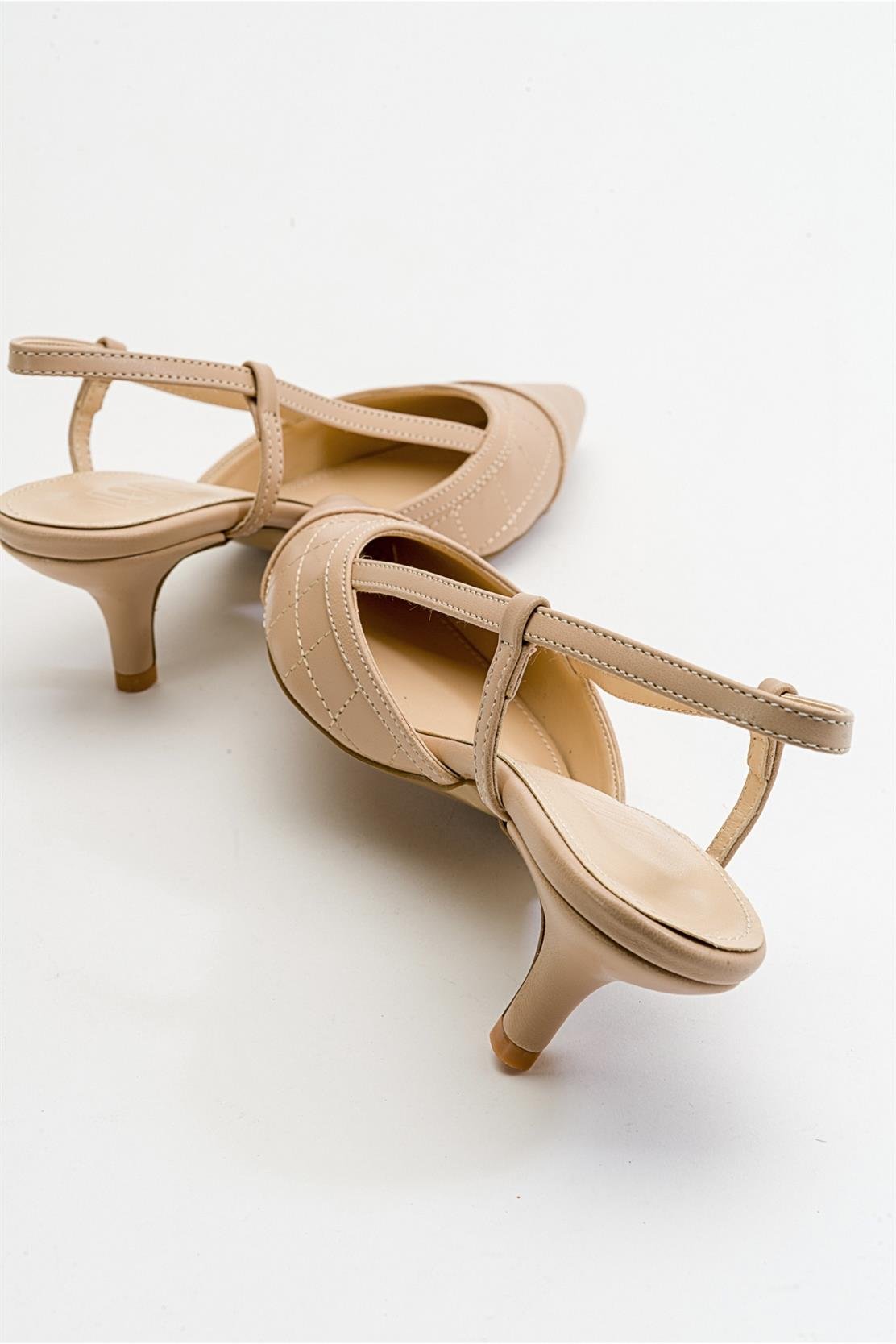 Point - Zapatilla de tacón destalonada con punta de aguja nude (Mujer)