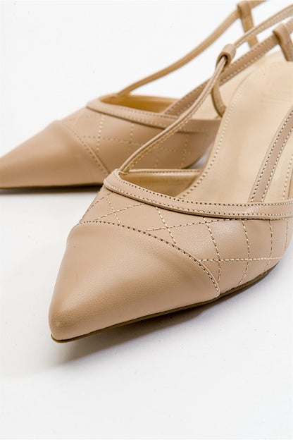 Point - Zapatilla de tacón destalonada con punta de aguja nude (Mujer)