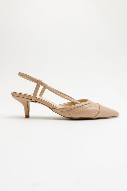 Point - Zapatilla de tacón destalonada con punta de aguja nude (Mujer)