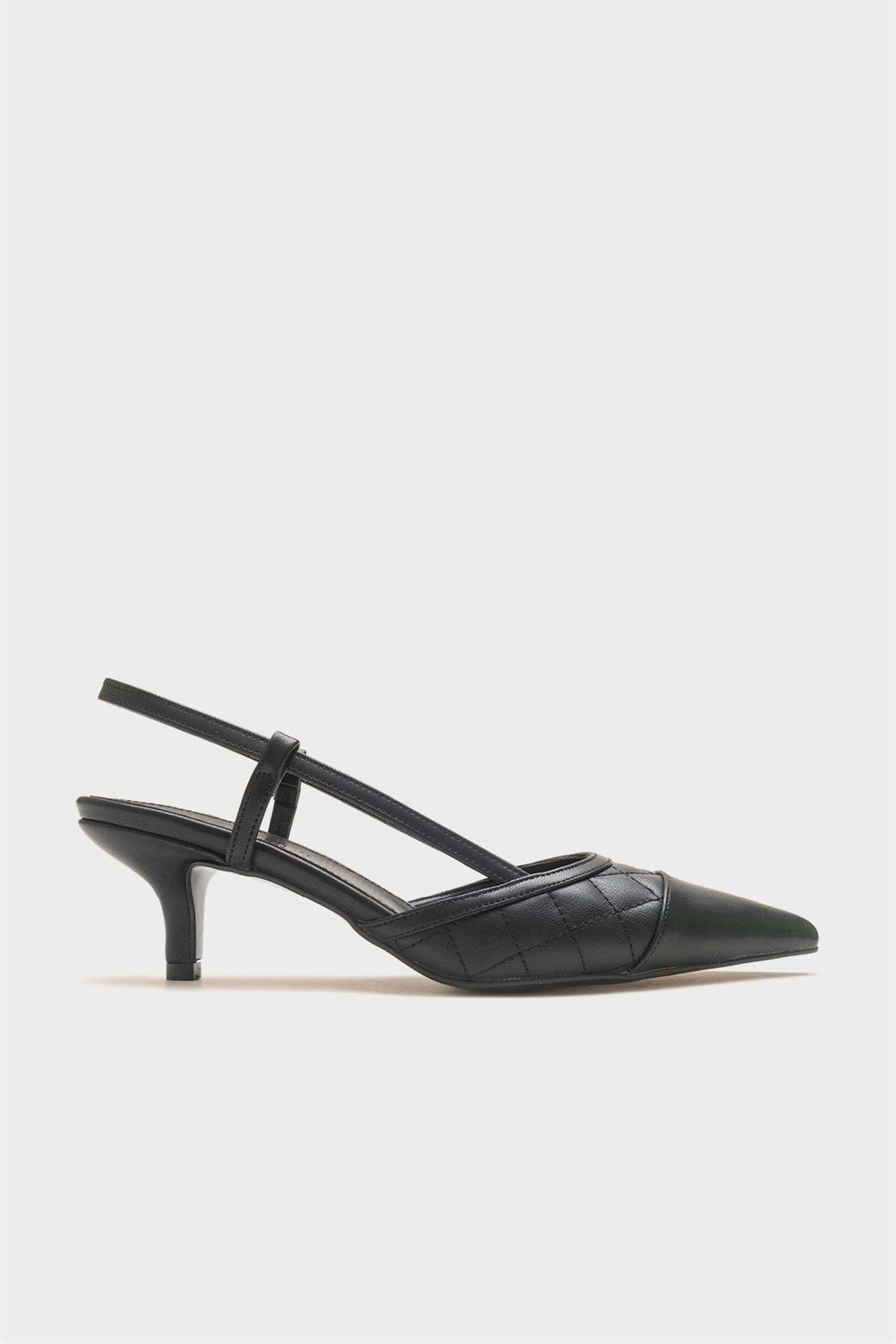 Punta - Zapatos de tacón destalonados de punta fina negra (Mujer)