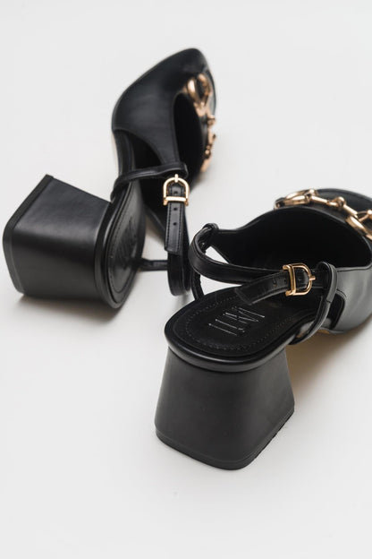 Karol - Zapatos de tacón de bloque negros (mujer)