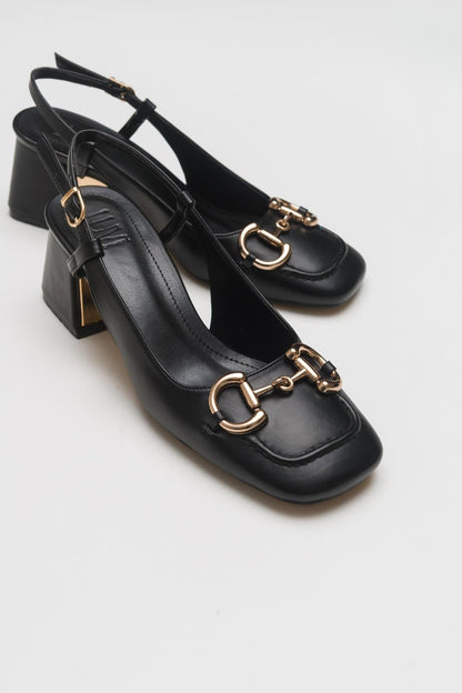 Karol - Zapatos de tacón de bloque negros (mujer)