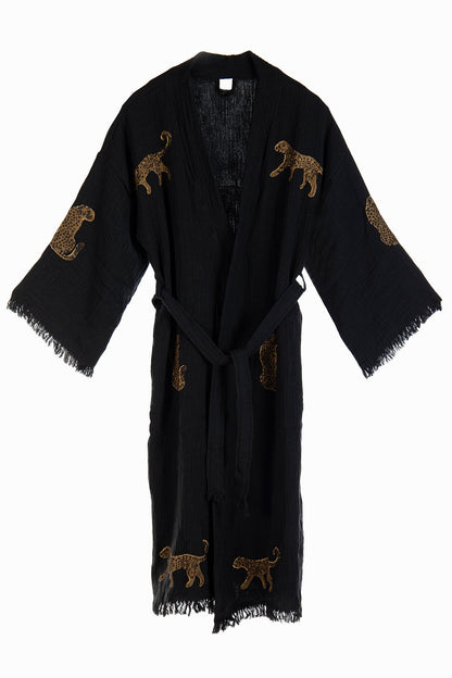 Calypso - Black Handmade Leopard Kimono
