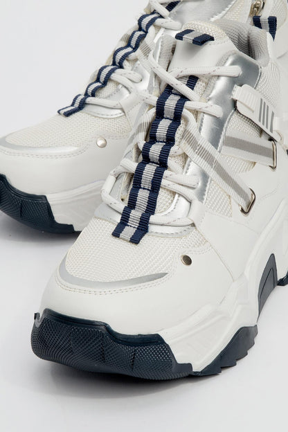 Seraphine - Bota deportiva blanca y azul marino (mujer)