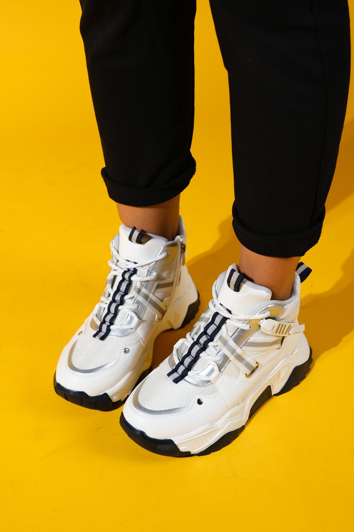 Seraphine - Bota deportiva blanca y azul marino (mujer)