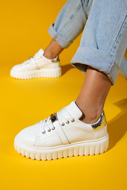 Andro - Zapatillas de plataforma blancas (Mujer)
