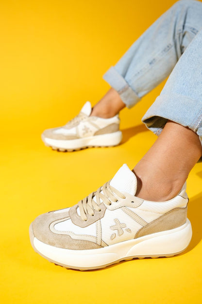 Nolton - Zapatillas Beige Blancas (Mujer)