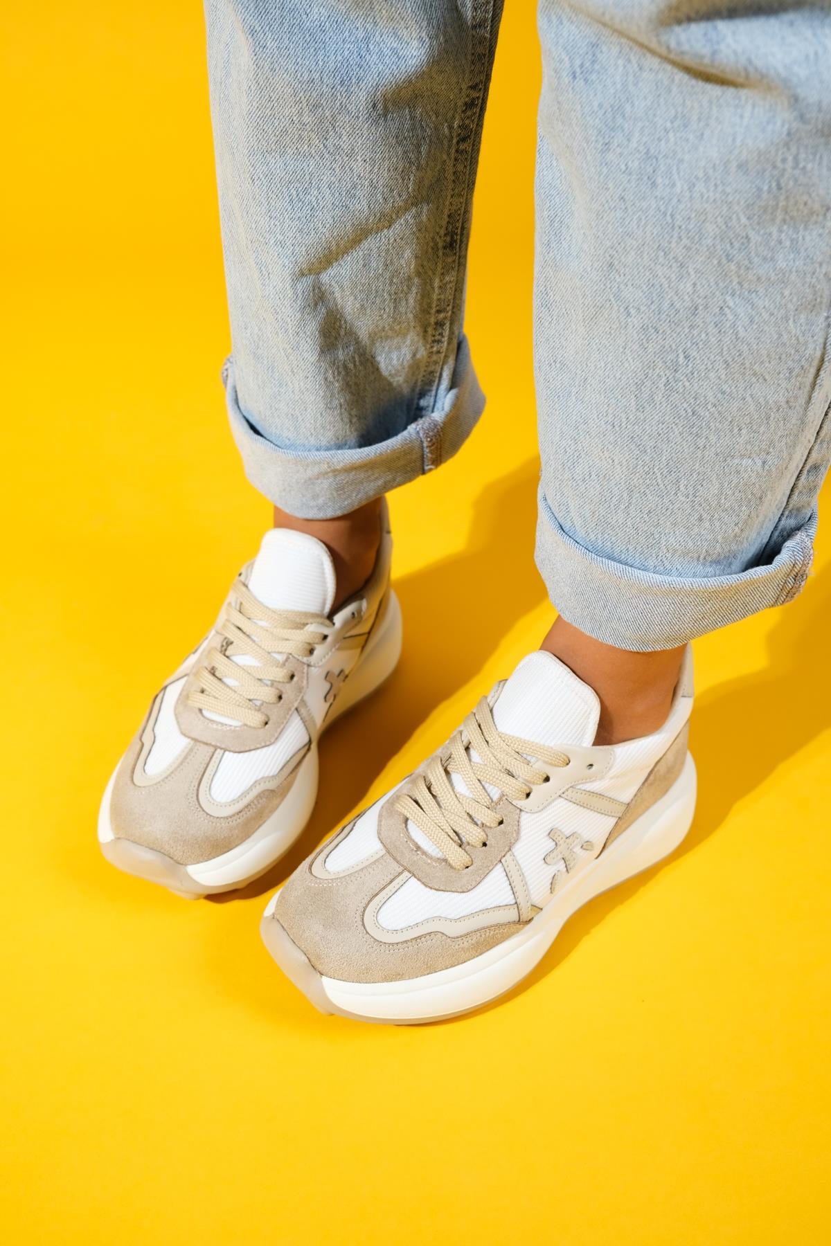Nolton - Zapatillas Beige Blancas (Mujer)