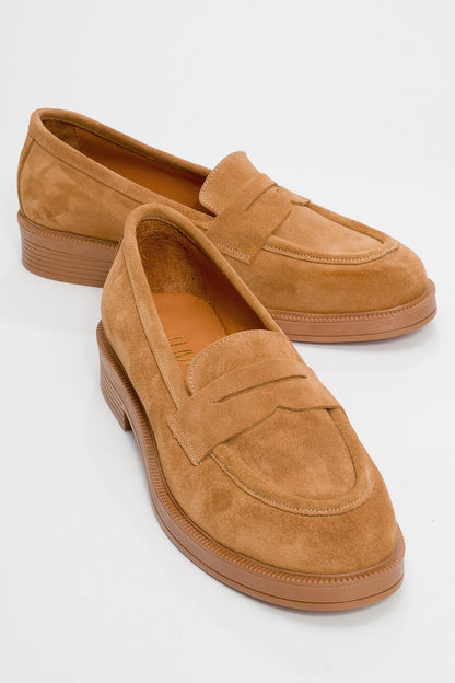 Bree - Mocasines de plataforma de cuero de ante color mostaza (Mujer)