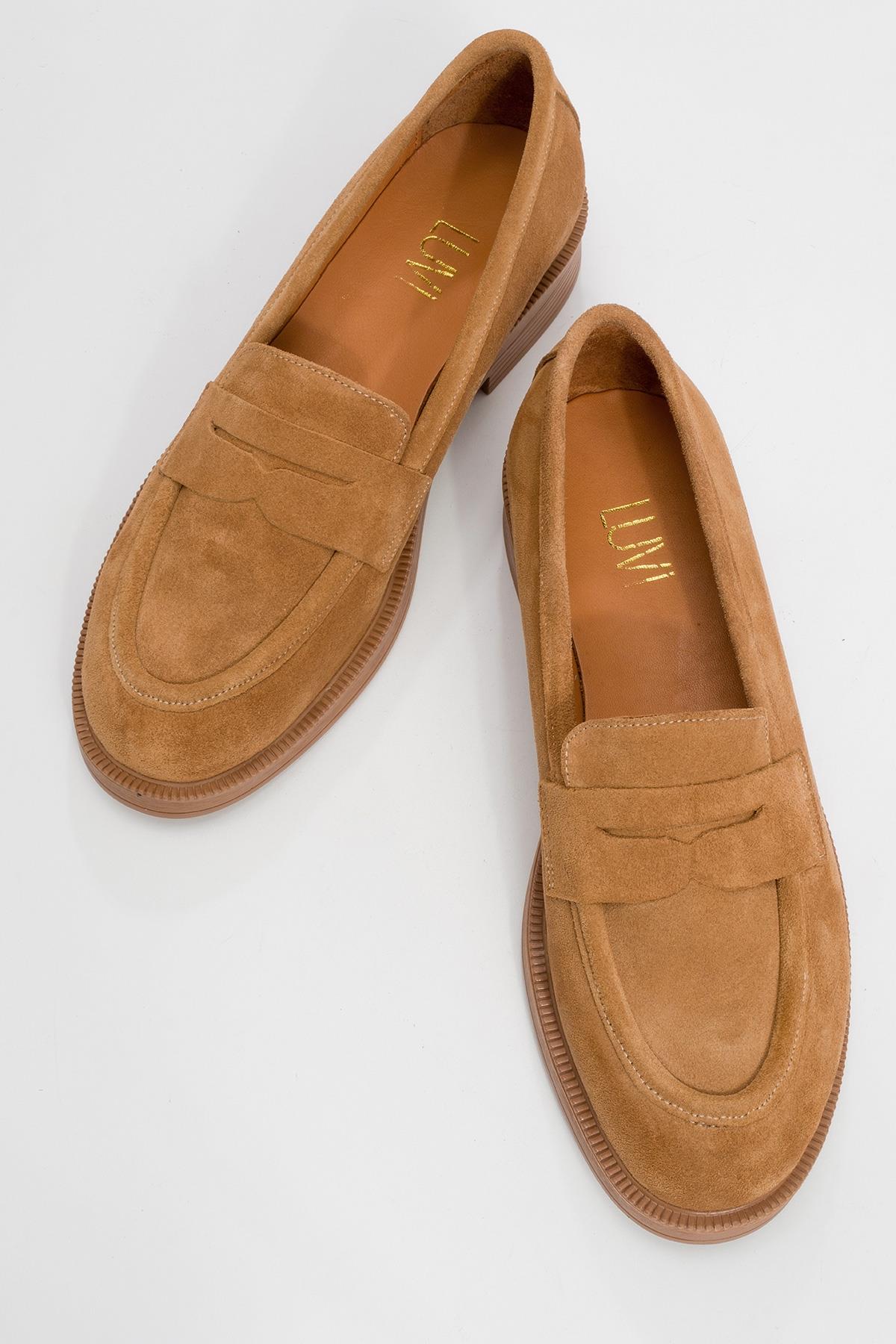 Bree - Mocasines de plataforma de cuero de ante color mostaza (Mujer)