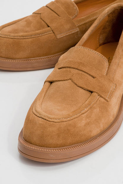 Bree - Mocasines de plataforma de cuero de ante color mostaza (Mujer)