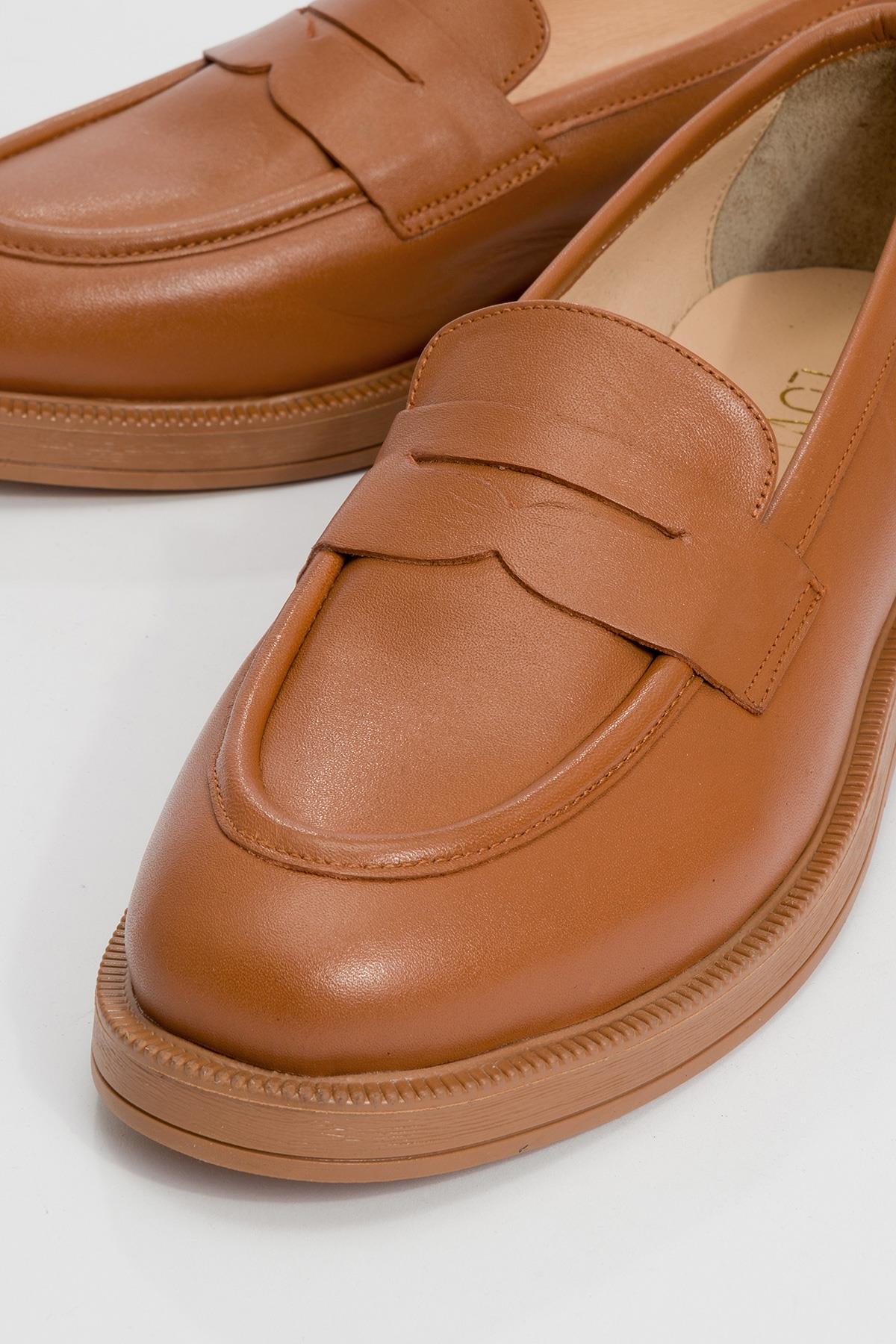Bree - Mocasines de plataforma de cuero coñac (Mujer)
