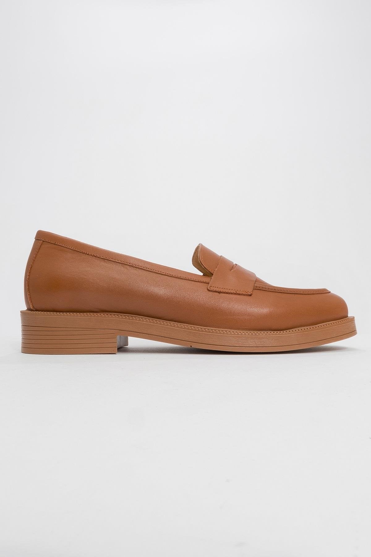 Bree - Mocasines de plataforma de cuero coñac (Mujer)