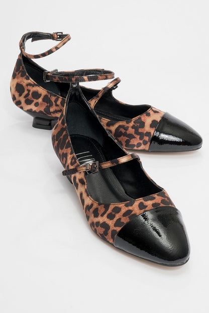 Uster - Zapatos de tacón bajo tipo Mary Jane con estampado de leopardo (mujer)