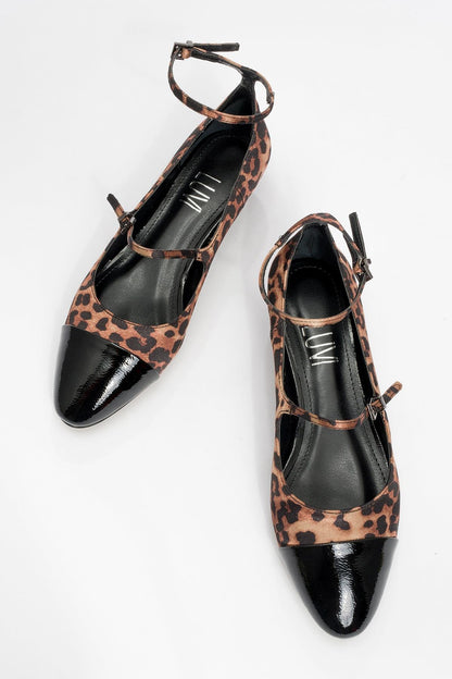 Uster - Zapatos de tacón bajo tipo Mary Jane con estampado de leopardo (mujer)