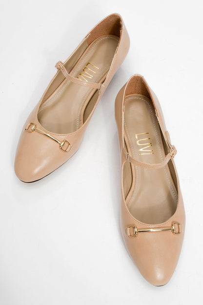 Ojen - Zapato de tacón bajo beige (Mujer)