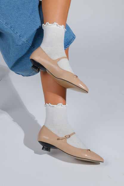 Ojen - Zapato de tacón bajo beige (Mujer)